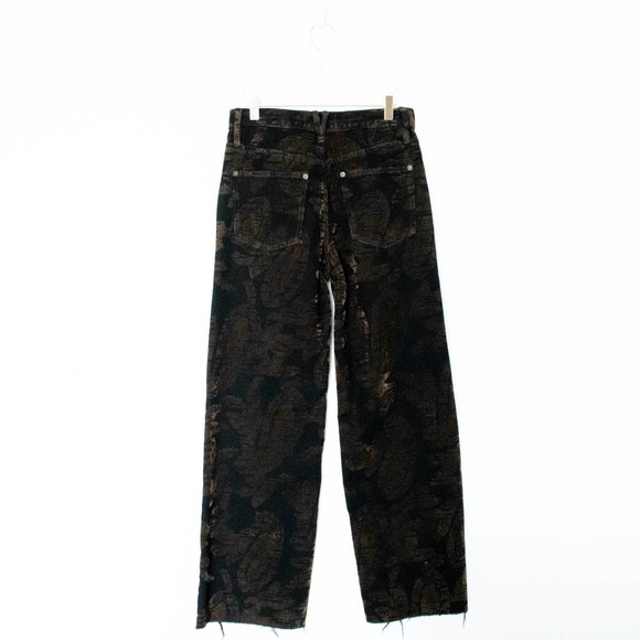 Free People Black High Rise Velvet Brocade Wide Leg Jeans Size 26 - Picture 7 of 7